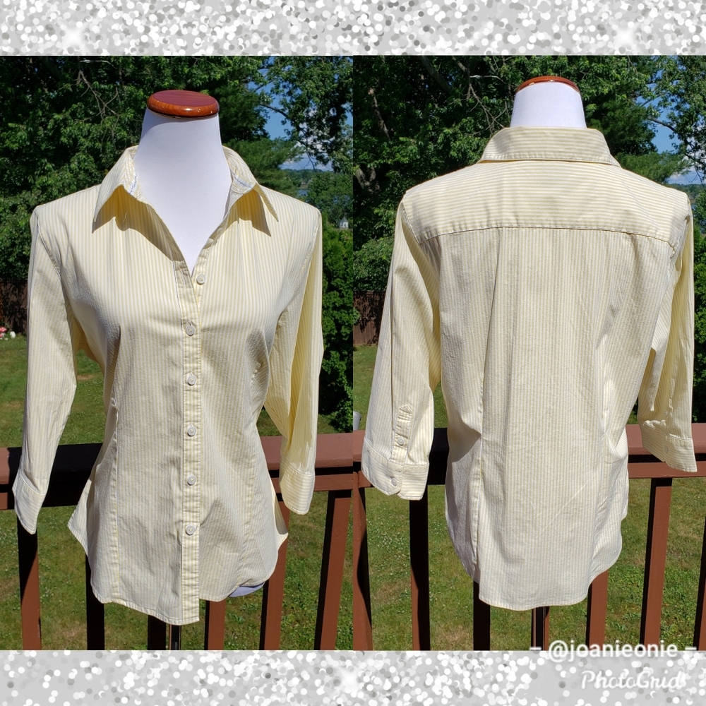 xx LORD AND TAYLOR Yellow Striped Top Sz XL EUC - Picture 4 of 13